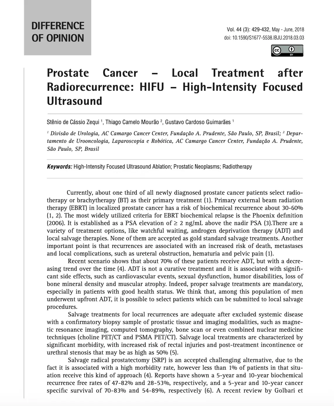 Artigo de revisão sobre a técnica do HiFU de resgate para câncer de próstata