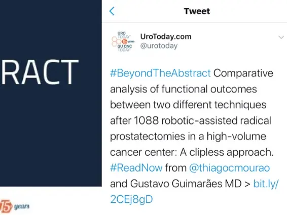 Dr Thiago publica comentários sobre última publicação de Prostatectomia Radicais Robóticas
